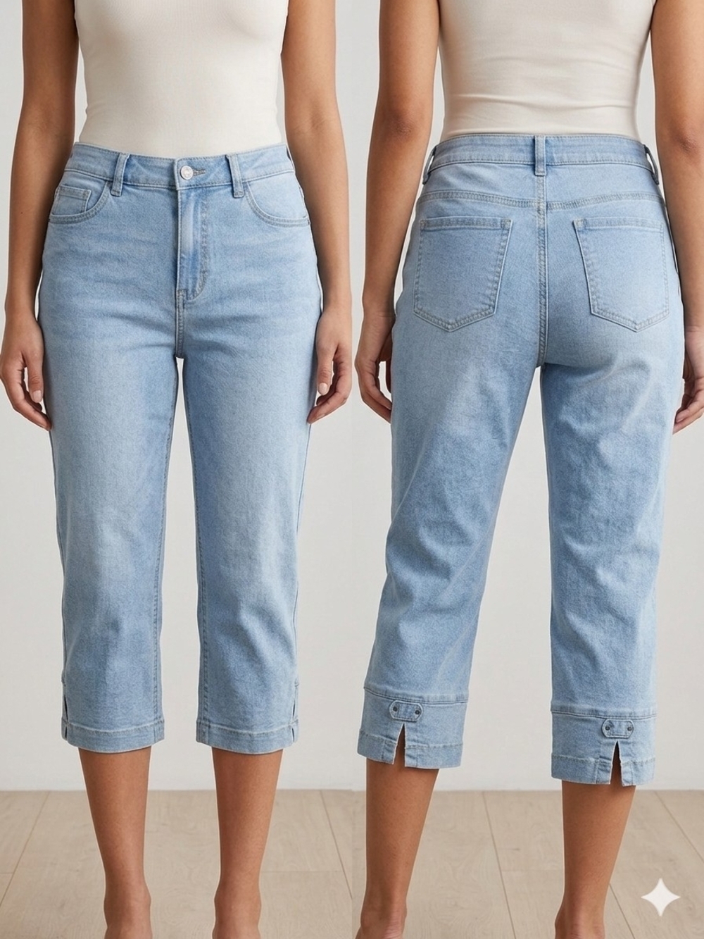 Northern Reflections Light Blue Cropped Capri Jeans Back Detail Size 10